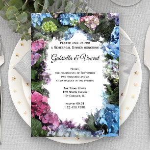 Convite Hydrangea Flowers Janto de Ensaio de Casamento