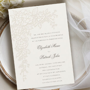 Convite Hydrangea Luminosa Ecru 2 Casamento Clássico Forma