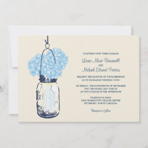 Convite Hydrangea & Mason Jar Wedments Invtions