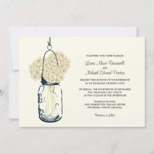 Convite Hydrangea & Mason Jar Wedments Invtions