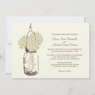 Convite Hydrangea & Mason Jar Wedments Invtions