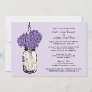 Convite Hydrangea & Mason Jar Wedments Invtions
