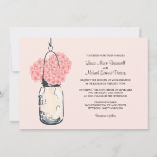 Convite Hydrangea & Mason Jar Wedments Invtions
