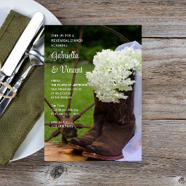 Convite Hydrangea Rustic Boots Janto de Ensaios Ocidentais