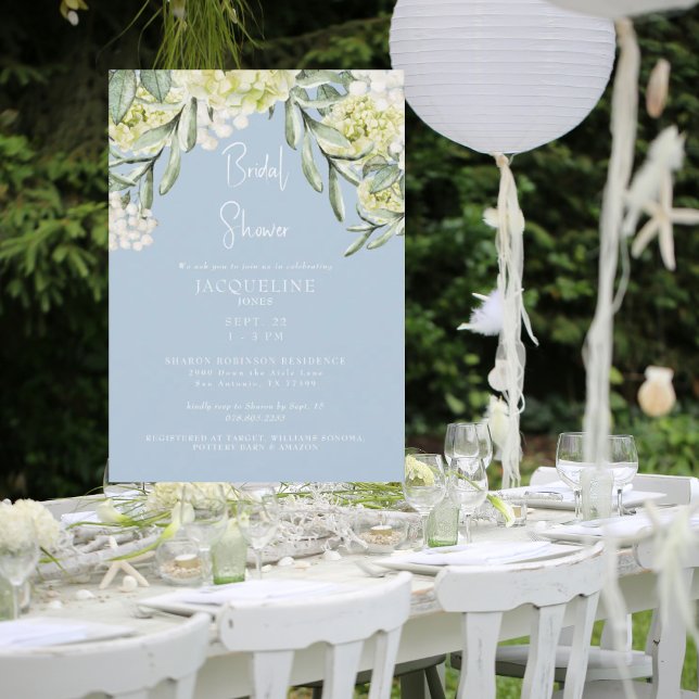 Convite Hydrangea Sky Blue Chá de panela (Criador carregado)