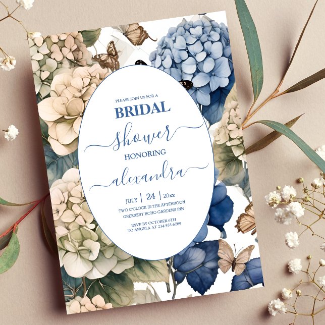 Convite Hydrangea Wedding Elegante (Criador carregado)