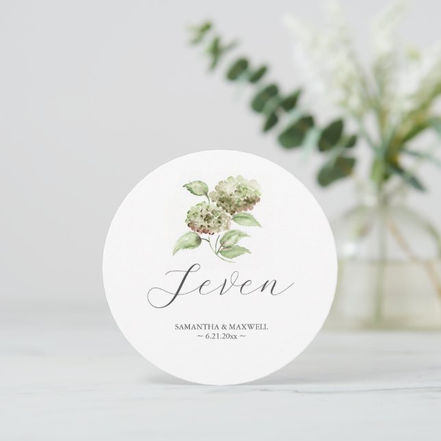 Convite Hydrangea Wedding Round Table Number (Em pé/Frente)