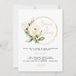 Convite Hydrangea, White Floral e Greenerescência, Dourado