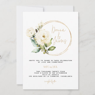 Convite Hydrangea, White Floral e Greenerescência, Dourado