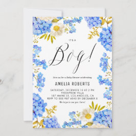 Convite Hydrangeas Azuis e Brancas É um Chá de fraldas