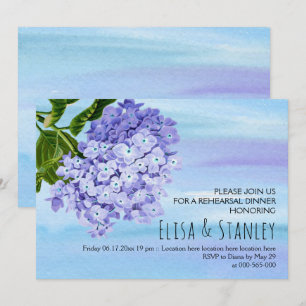 Convite Hydrangeas azuis que wedding o jantar de ensaio