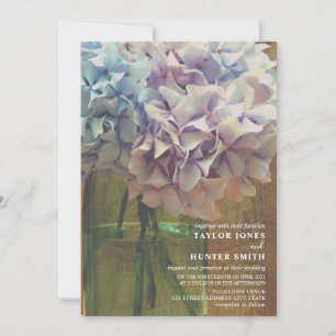 Convite Hydrangeas Mason Jar Wedding