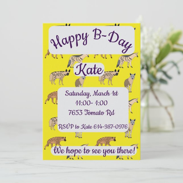 Convite Hyenas Happy Birthday (Em pé/Frente)