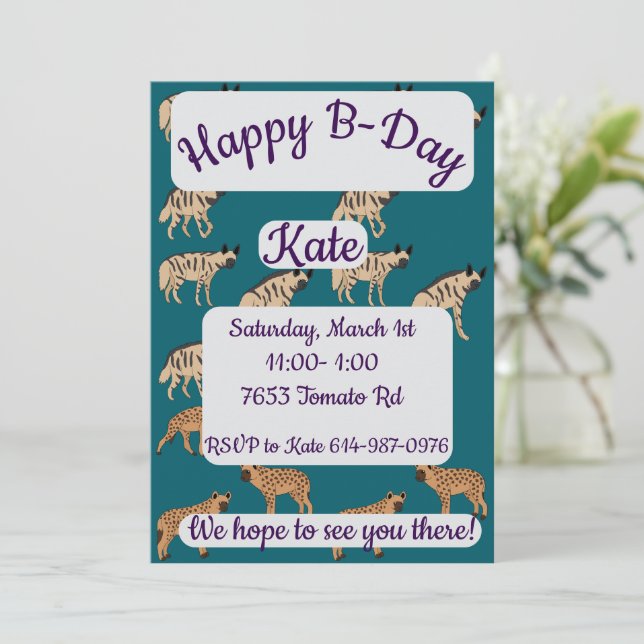 Convite Hyenas Happy Birthday (Em pé/Frente)