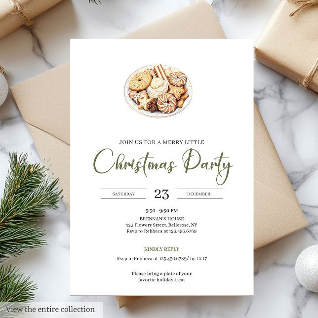 Convite Hygge Style Olive Green Minimalist Christmas Party (Hygge Style Olive Green Minimalist Christmas Party

)