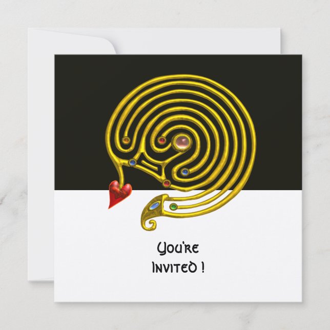 Convite HYPER LABYRINTH preto e branco, vermelho, prateado (Frente)