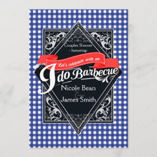 Convite I DO BARBECUE CHURRASCO Noivado Azul e Vermelho Ve