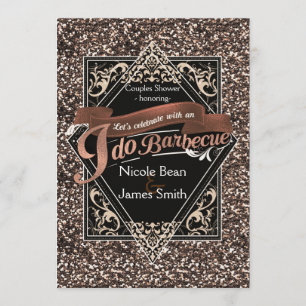 Convite I DO BARBECUE CHURRASCO Rosa Glitter Noivado