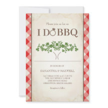 I Do BBQ Wedding Invitations Red Gingham Pattern