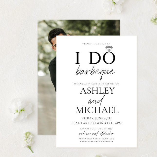 Convite I DO CHURRASCO Black & White Script Photo Test (Criador carregado)