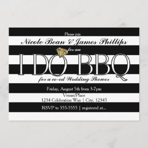 Convite I DO CHURRASCO Black & White Stripes Chá de casame