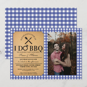 Convite I DO CHURRASCO Blue Vintage Party Photo Ring