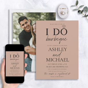 Convite I DO CHURRASCO Blush Brown Simple Script Photo Ch