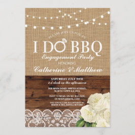 Convite I DO CHURRASCO Burlap Wood Lights Chalk Rosa Convi