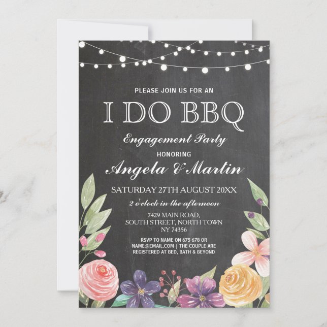 Convite I DO CHURRASCO Casal Festa de noivado Convidar (Frente)