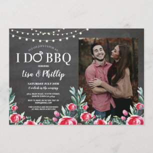 Convite I Do CHURRASCO Festa de noivado Floral Chalk Red P