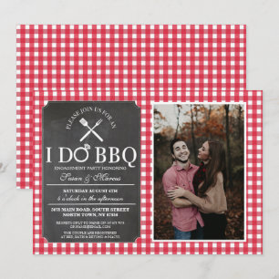 Convite I DO CHURRASCO Red Vintage Party Photo Chalk