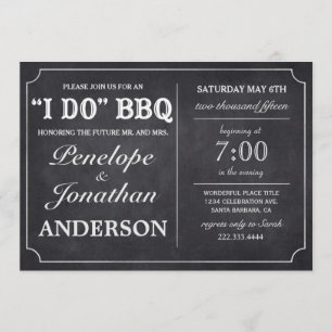 Convite I DO CHURRASCO Vintage Chalkboard Invations