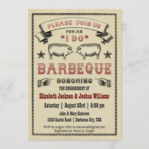 Convite I DO CHURRASCO - Vintage Pig Roast Invent