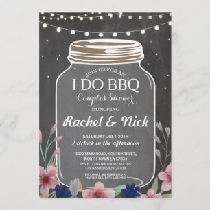 Convite I DO DO CHURRASCO Casal Lights Chalk Floral Invite