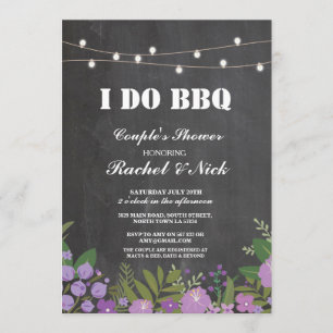 Convite I DO DO CHURRASCO Casal Lights Chalk Floral Invite