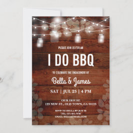 Convite I Do Do CHURRASCO Rustic String Lights Casal Card