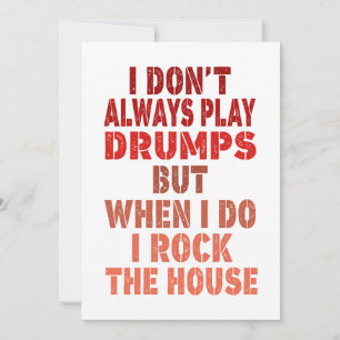 Convite I don't always play drums funny retro sunset drumm