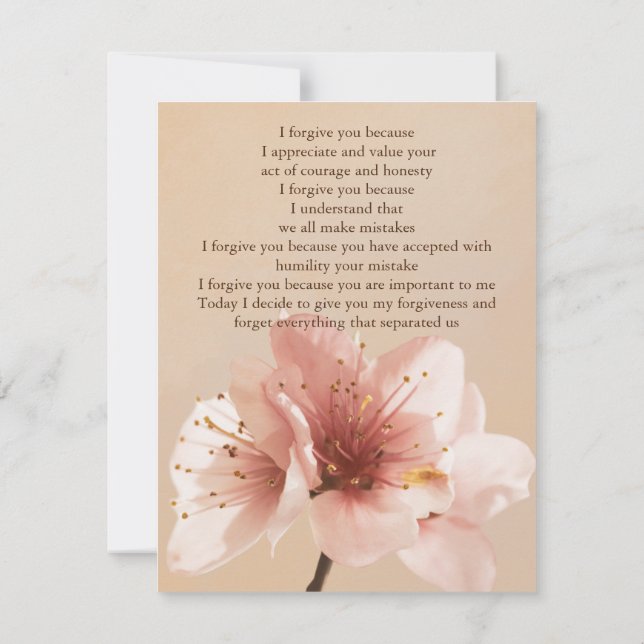 Convite i forgive you flower (Verso)