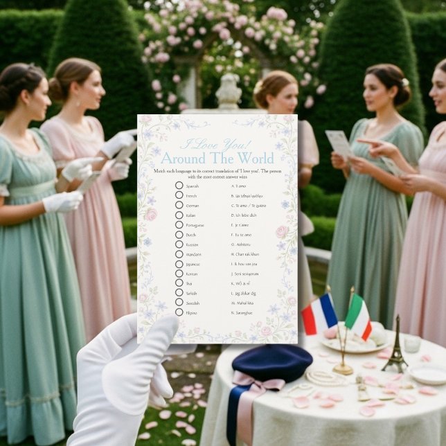 Convite I love around the world Floral Bridal Shower Game  (I love around the world Floral Bridal Shower Game)