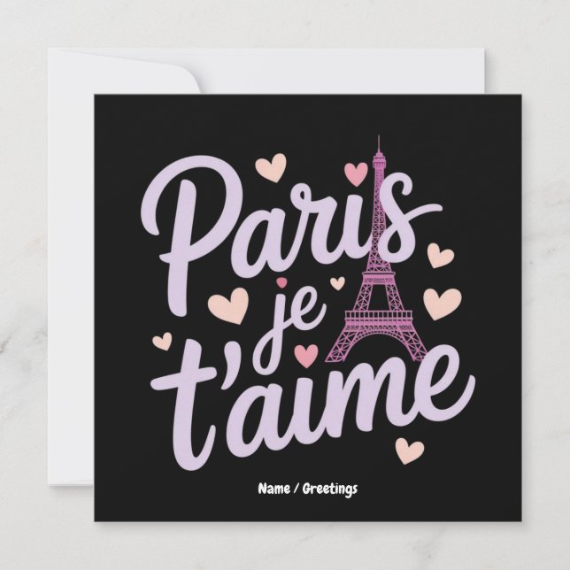 Convite I Love Paris Je t'aime Eiffel Tower France T-Shirt (Frente)