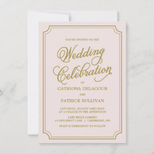 Convite I Para Casamento De Script Whimsical Blush