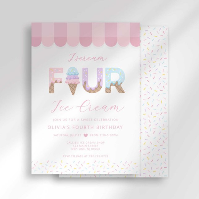 Convite I Scream Four Ice Cream Birthday (Criador carregado)