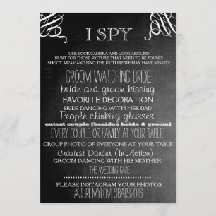 Convite I Spy Wedding Game Chalkboard Edition