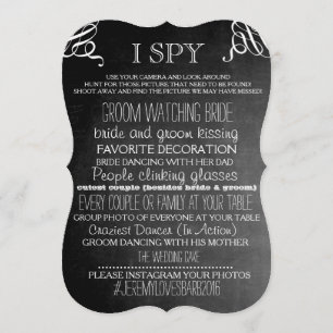 Convite I Spy Wedding Game Chalkboard Edition Brackets