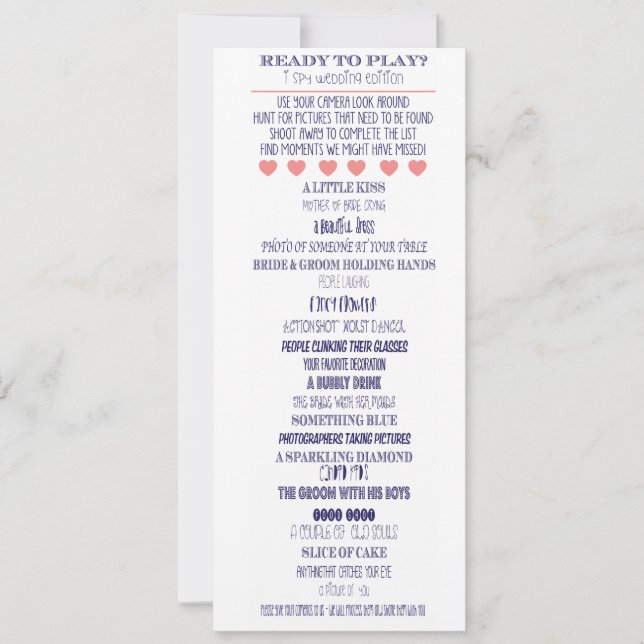 Convite I Spy Wedding Picutres Edition (Frente)