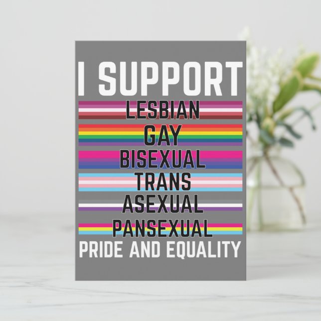 Convite I Support Lesbian Gay Bisexual Trans Asexual Panse (Em pé/Frente)