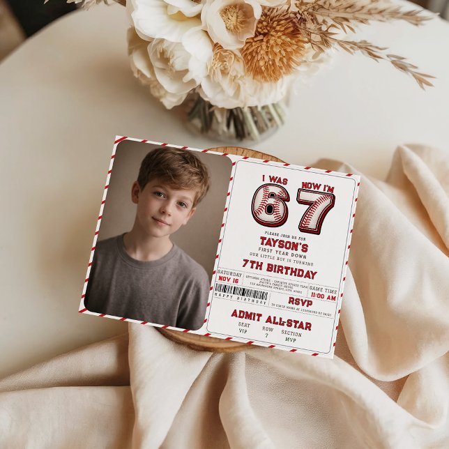 Convite I Was 6, Now I’m 7 – Baseball 7th Birthday (I Was 6, Now I’m 7 – Baseball 7th Birthday Invitation
)