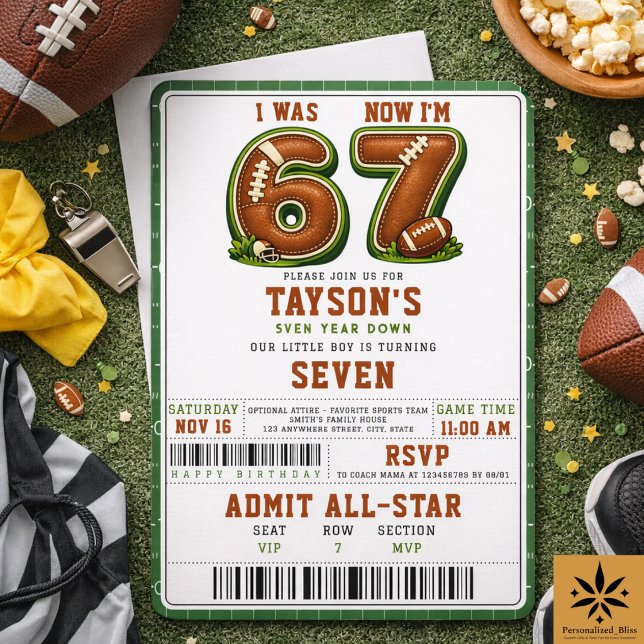Convite I Was 6, Now I’m 7 – Football 7th birthday photo (I Was 6, Now I’m 7 – Football 7th birthday photo Invitation
)