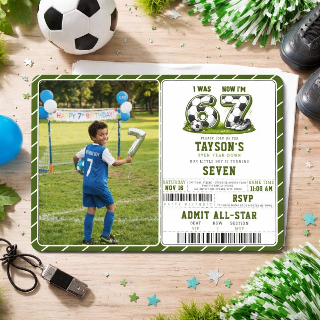 Convite I Was 6, Now I’m 7 Soccer Birthday – All-Star Part (I Was 6, Now I’m 7 Soccer Birthday – All-Star Part Invitation
)