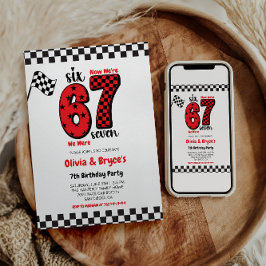 Convite I Was 6, Now I’m 7 – Twin 7th Birthday for Kids